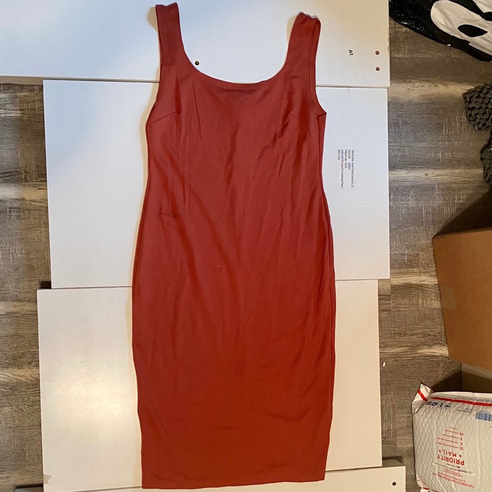 Popular Basics Burnt Orange Body Con Dress